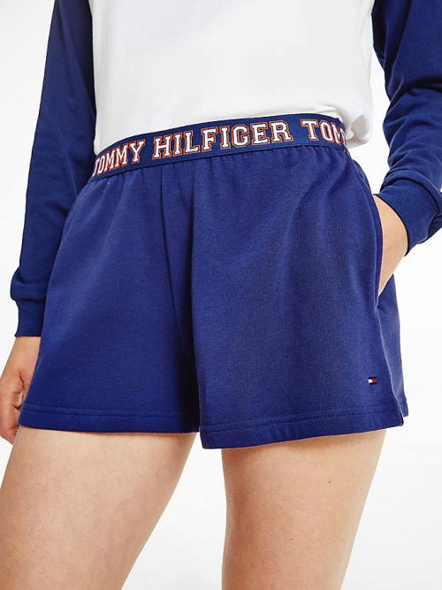 Tommy Hilfiger Lounge Logo Waistband Track Ženske Kratke Hlače Modra | TH287DXW