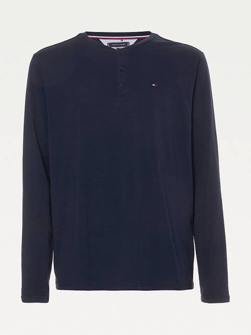 Tommy Hilfiger Lounge Long Sleeve Henley Moški Pižama Modra | TH159AUG