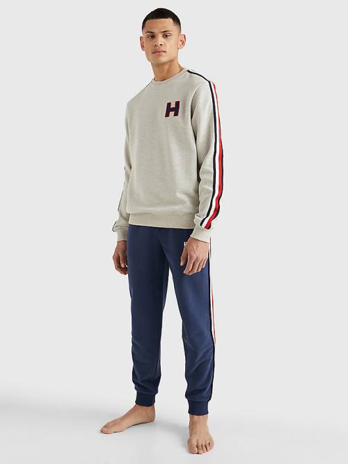 Tommy Hilfiger Lounge Signature Tape Sweatshirt Moški Pižama Bež | TH957UCQ