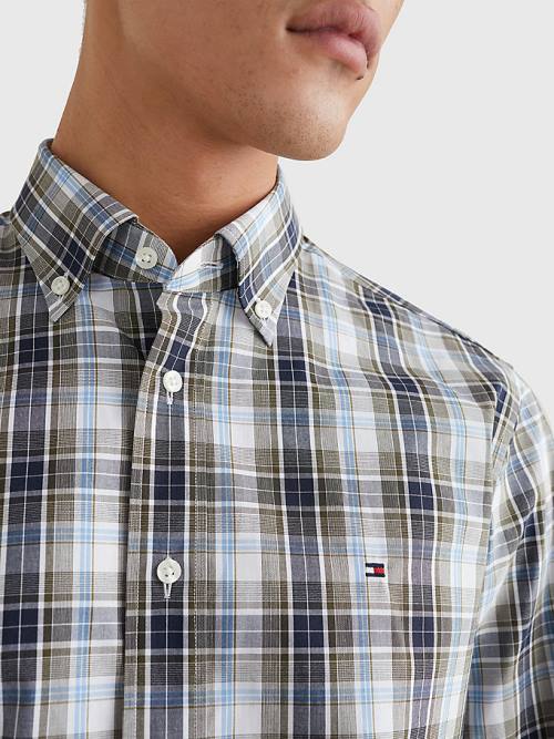 Tommy Hilfiger Madras Check Regular Fit Moški Srajce Zelena | TH684KMF