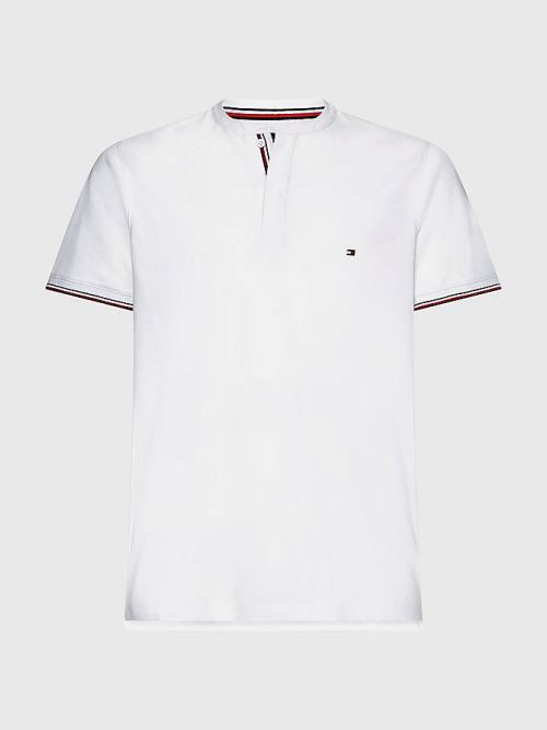 Tommy Hilfiger Mandarin Collar Slim Fit Moški Polo Majica Bela | TH980HXG