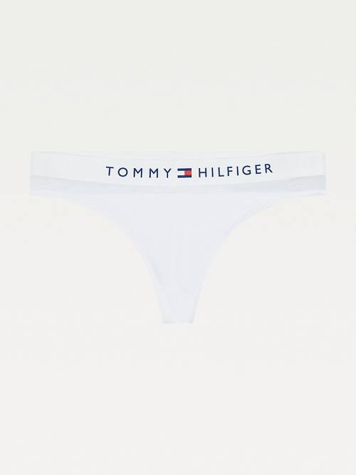 Tommy Hilfiger Mesh Inset Stretch Cotton Thong Ženske Spodnje Perilo Bela | TH073GLI