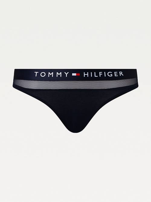 Tommy Hilfiger Mesh Inset Stretch Cotton Thong Ženske Spodnje Perilo Modra | TH905KFH