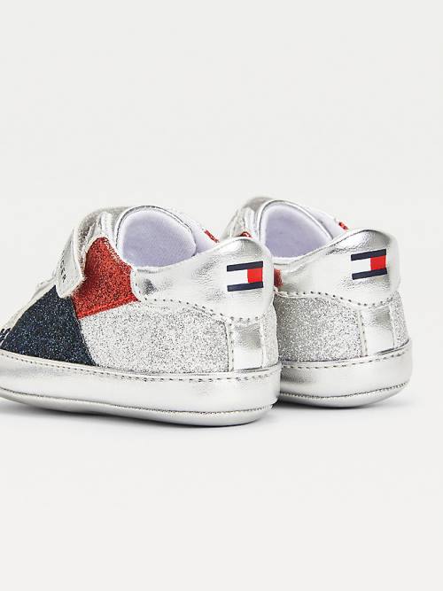 Tommy Hilfiger Metallic Glitter Lace-Up Dekleta Superge Srebrna | TH390RHD