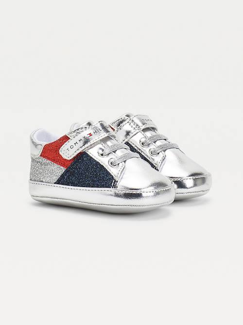 Tommy Hilfiger Metallic Glitter Lace-Up Dekleta Superge Srebrna | TH390RHD