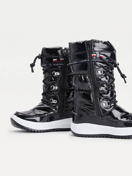 Tommy Hilfiger Metallic Lace-Up Snow Dekleta Škornji Črna | TH075GDF