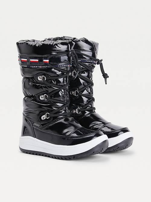 Tommy Hilfiger Metallic Lace-Up Snow Dekleta Škornji Črna | TH075GDF