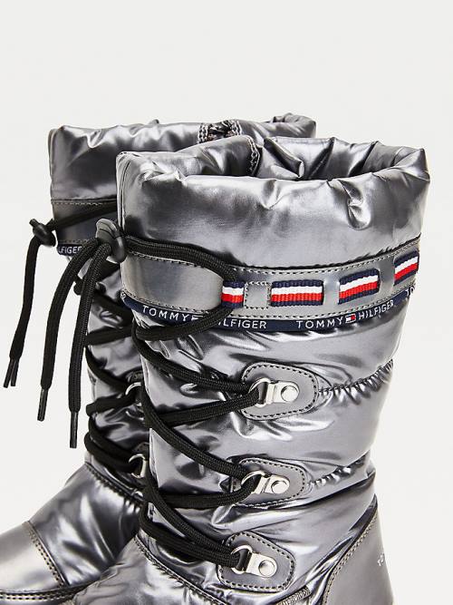 Tommy Hilfiger Metallic Lace-Up Snow Dekleta Škornji Srebrna | TH619NHB