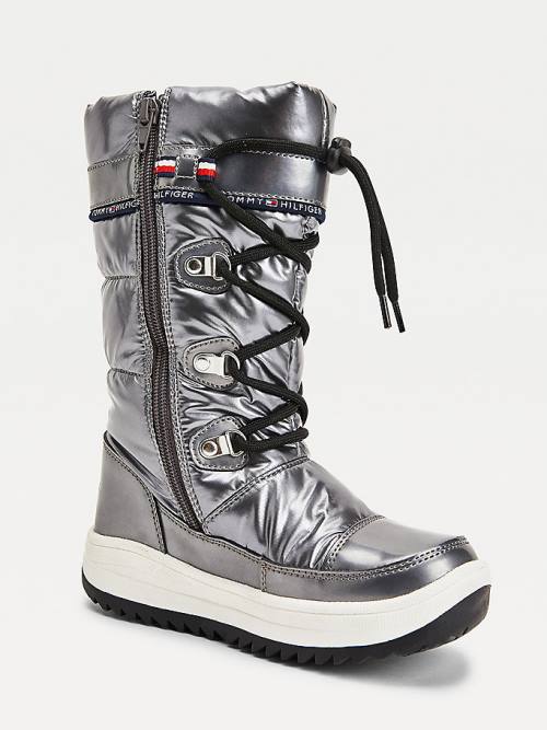 Tommy Hilfiger Metallic Lace-Up Snow Dekleta Škornji Srebrna | TH619NHB