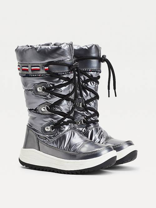 Tommy Hilfiger Metallic Lace-Up Snow Dekleta Škornji Srebrna | TH619NHB