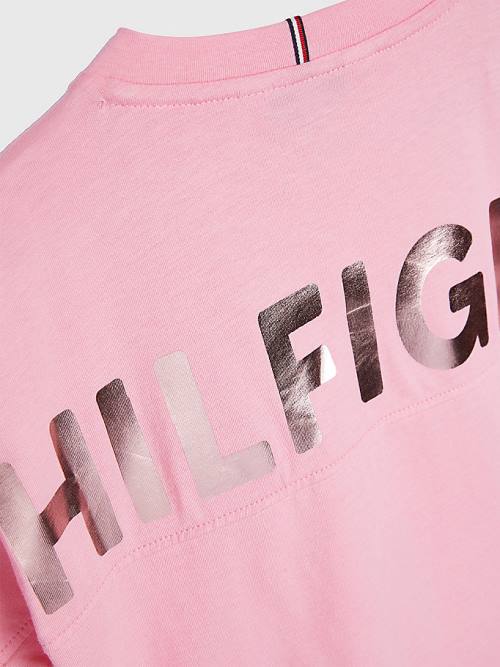 Tommy Hilfiger Metallic Logo Organic Cotton Dekleta Majice Roza | TH037XSF