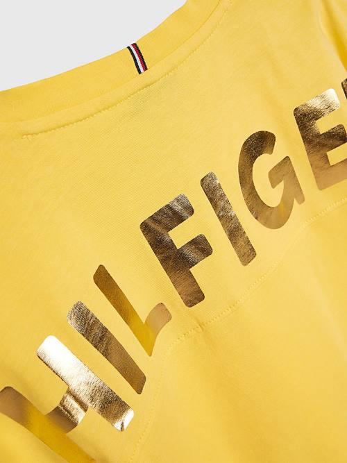 Tommy Hilfiger Metallic Logo Organic Cotton Dekleta Majice Rumena | TH790DHZ