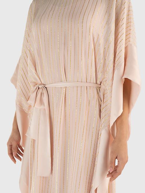 Tommy Hilfiger Metallic Stripe Kaftan Ženske Obleke Roza | TH259AIM