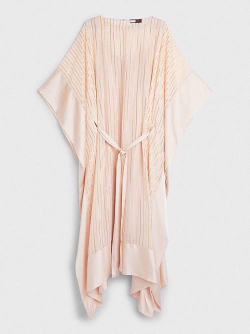 Tommy Hilfiger Metallic Stripe Kaftan Ženske Obleke Roza | TH259AIM