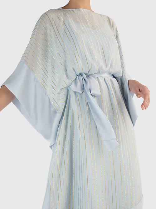 Tommy Hilfiger Metallic Stripe Kaftan Ženske Obleke Modra | TH423LOD