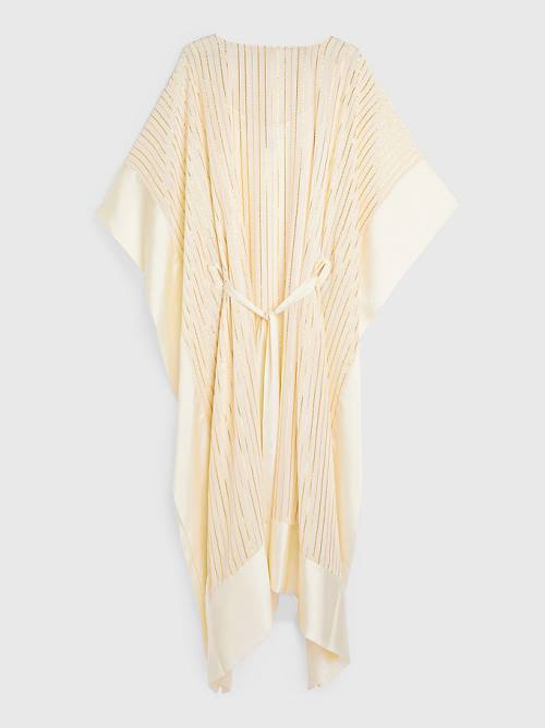 Tommy Hilfiger Metallic Stripe Kaftan Ženske Obleke Bela | TH603QZN