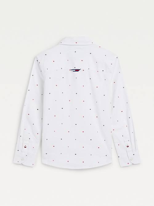 Tommy Hilfiger Micro Print Oxford Fantje Srajce Bela | TH165DFE