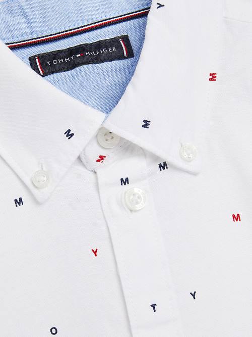 Tommy Hilfiger Micro Print Oxford Fantje Srajce Bela | TH165DFE