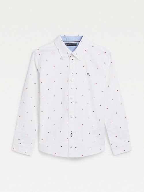 Tommy Hilfiger Micro Print Oxford Fantje Srajce Bela | TH165DFE