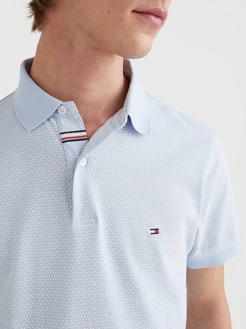 Tommy Hilfiger Micro Print Slim Fit Moški Polo Majica Modra | TH754UWG