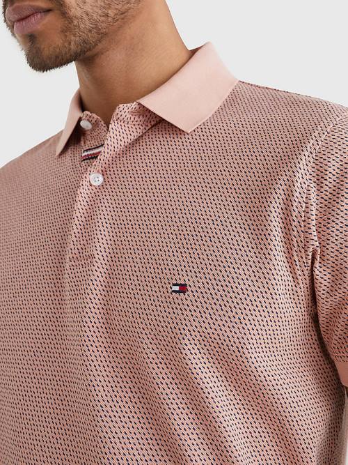 Tommy Hilfiger Micro Print Slim Fit Moški Polo Majica Roza | TH853XAL