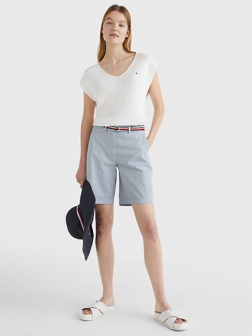 Tommy Hilfiger Mid Rise Chino Ženske Kratke Hlače Modra | TH047RSD