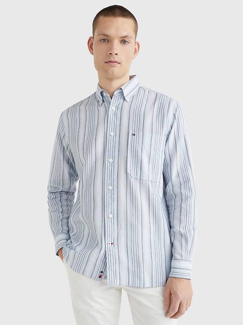 Tommy Hilfiger Mixed Stripe Oxford Moški Srajce Modra | TH321STG