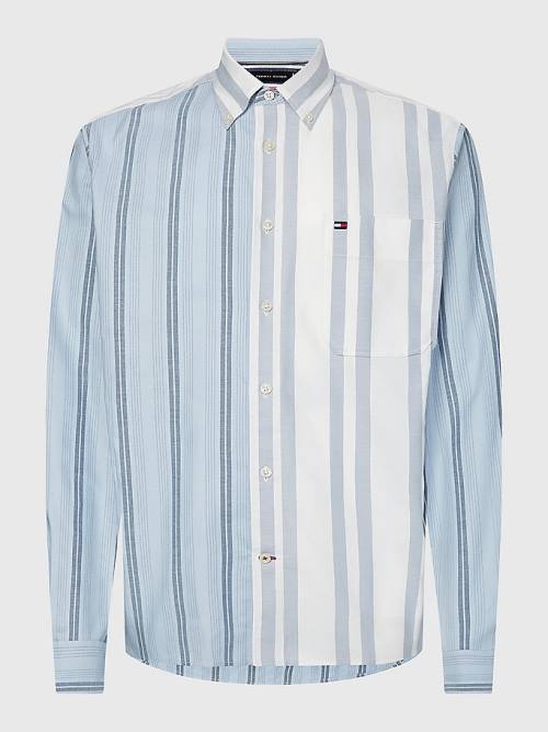 Tommy Hilfiger Mixed Stripe Oxford Moški Srajce Modra | TH560VTR