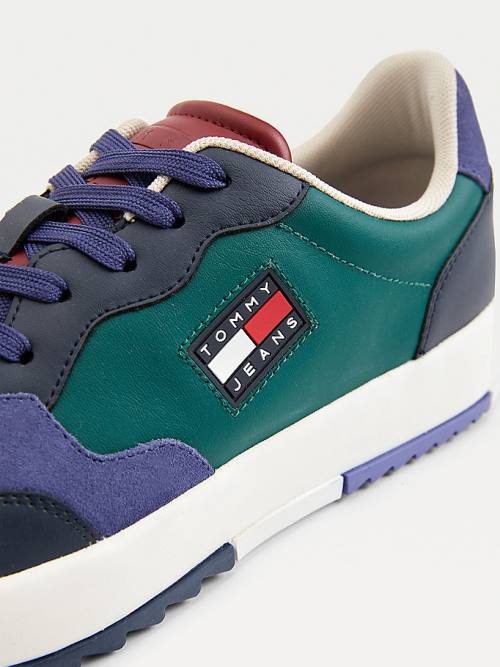 Tommy Hilfiger Mixed Texture Colour-Blocked Moški Superge Zelena | TH357OJN