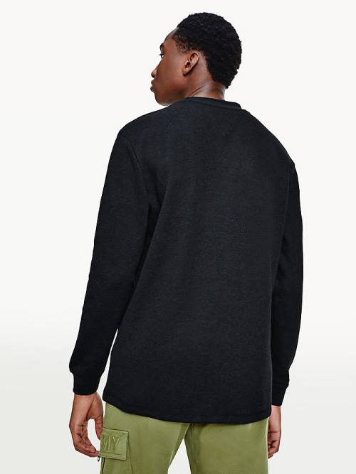 Tommy Hilfiger Mock Neck Jumper Moški Majice Črna | TH148BPQ