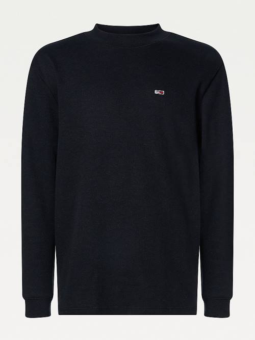 Tommy Hilfiger Mock Neck Jumper Moški Majice Črna | TH148BPQ