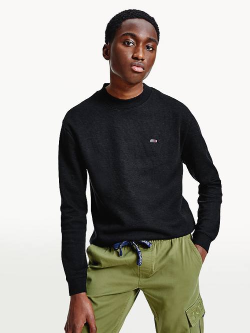 Tommy Hilfiger Mock Neck Jumper Moški Majice Črna | TH148BPQ