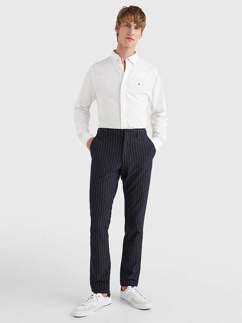 Tommy Hilfiger Modern Bleecker Stripe Slim Moški Hlače Modra | TH536ZEN