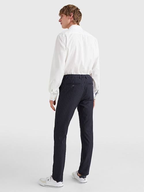 Tommy Hilfiger Modern Bleecker Stripe Slim Moški Hlače Modra | TH536ZEN