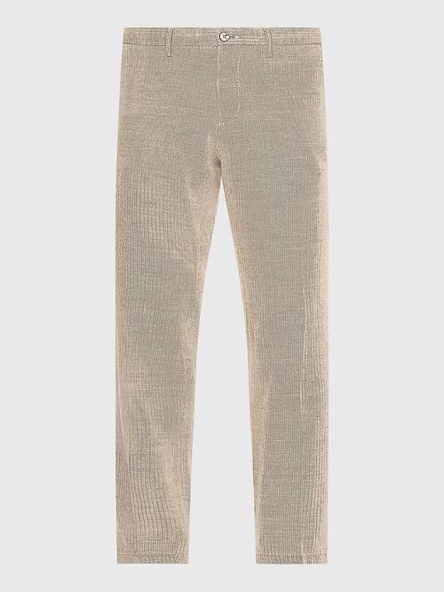 Tommy Hilfiger Modern Herringbone Tapered Fit Chino Moški Hlače Bež | TH875PRD