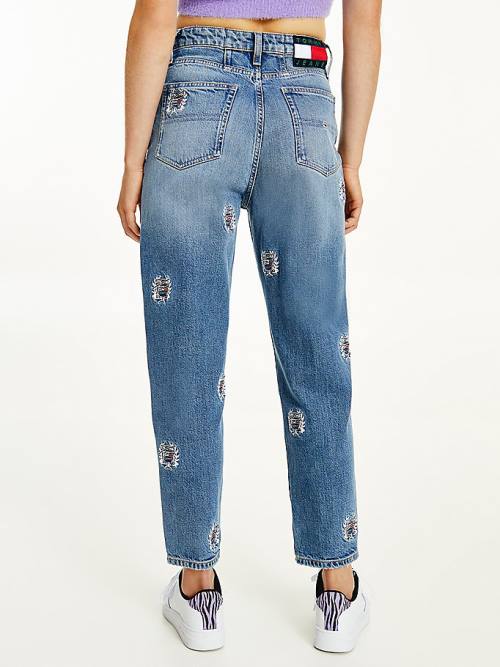 Tommy Hilfiger Mom Ultra High Rise Tapered Logo Embroidery Ženske Kavbojke Denim | TH197FUZ