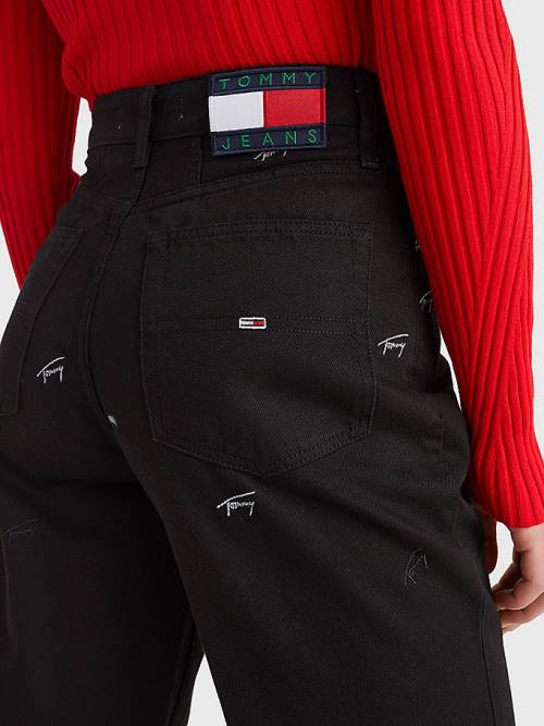 Tommy Hilfiger Mom Ultra High Rise Tapered Embroidery Ženske Kavbojke Denim | TH950YVG