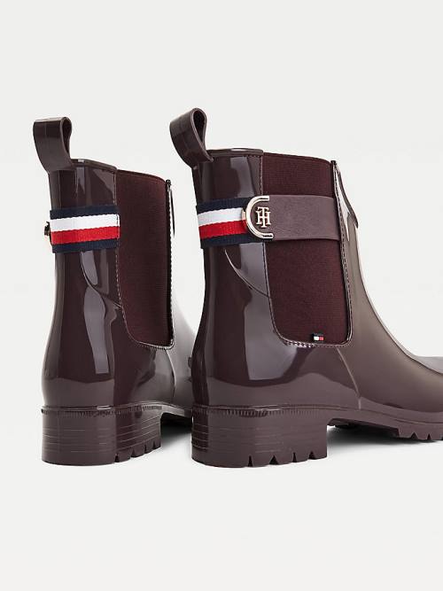 Tommy Hilfiger Monogram Ankle Rainboots Ženske Škornji Rdeča | TH752LAJ