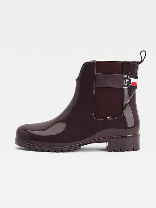 Tommy Hilfiger Monogram Ankle Rainboots Ženske Škornji Rdeča | TH752LAJ