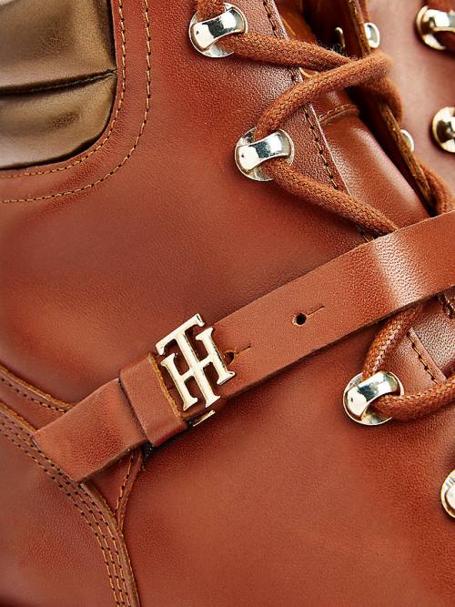 Tommy Hilfiger Monogram Buckle Cleat Ankle Ženske Škornji Rjav | TH953XVC