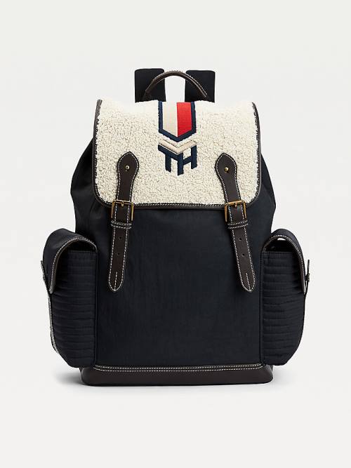 Tommy Hilfiger Monogram Embroidery Sherpa Backpack Moški Torbice Modra | TH738UZD