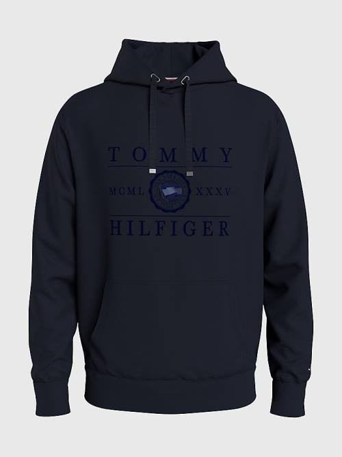 Tommy Hilfiger Motion Flag Logo Moški Pulover s kapuco Modra | TH415QXW