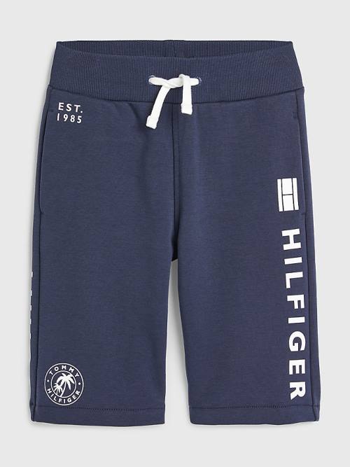 Tommy Hilfiger Multi Logo Drawstring Sweat Shorts Fantje Hlače Modra | TH689HBO