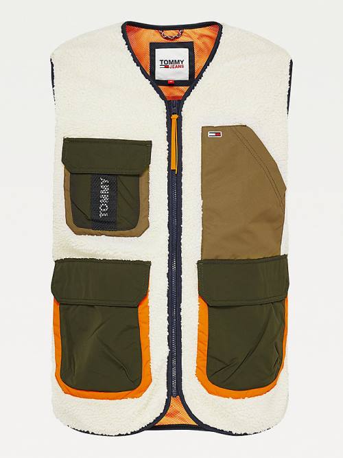 Tommy Hilfiger Multi-Pocket Sherpa Vest Moški Jakne Bela | TH263DWH