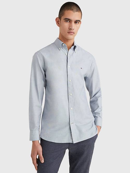 Tommy Hilfiger Natural Soft Poplin Regular Fit Moški Srajce Modra | TH170NZE