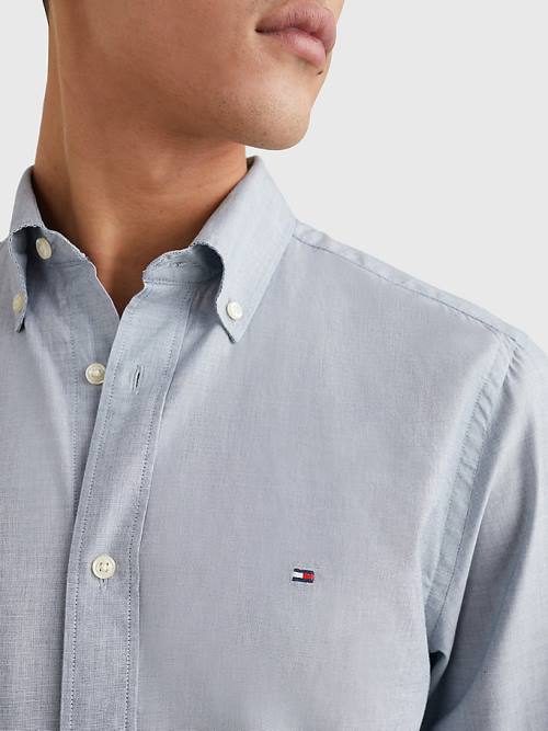 Tommy Hilfiger Natural Soft Poplin Regular Fit Moški Srajce Modra | TH170NZE