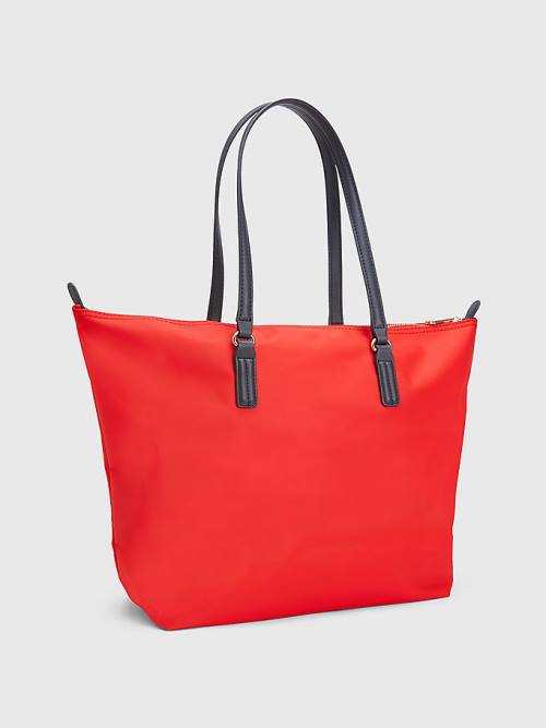 Tommy Hilfiger Nylon Signature Tote Ženske Torbice Rdeča | TH612NAD