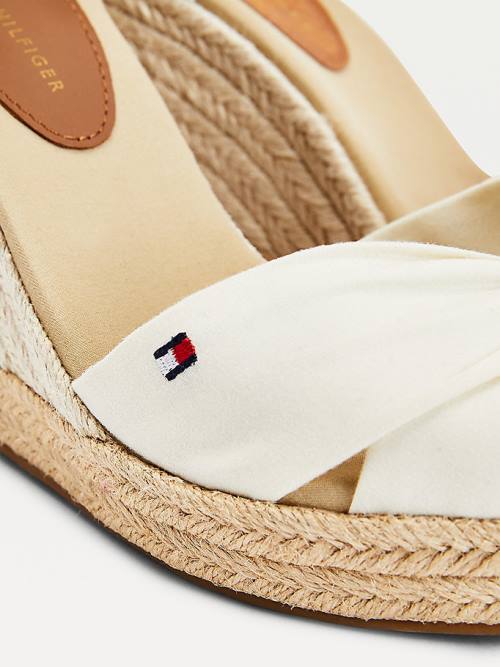 Tommy Hilfiger Open Toe High Wedge Espadrille Ženske Sandali Bela | TH348FAO