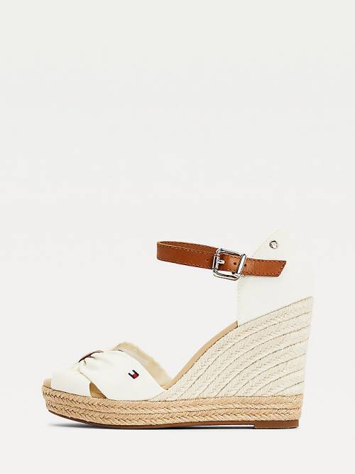 Tommy Hilfiger Open Toe High Wedge Espadrille Ženske Sandali Bela | TH348FAO