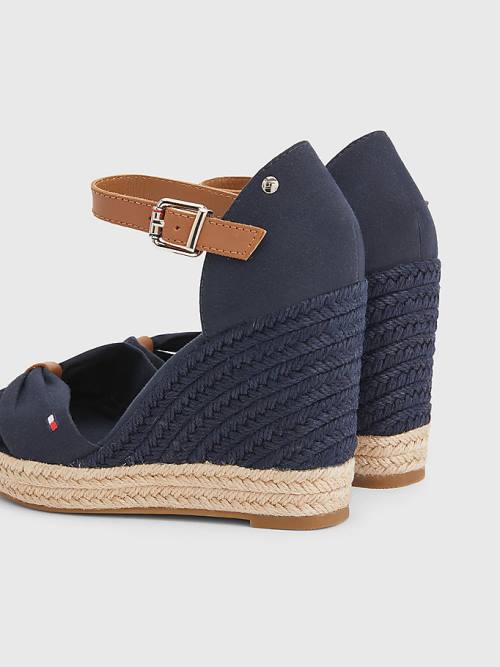 Tommy Hilfiger Open Toe High Wedge Espadrille Ženske Sandali Modra | TH469EKG